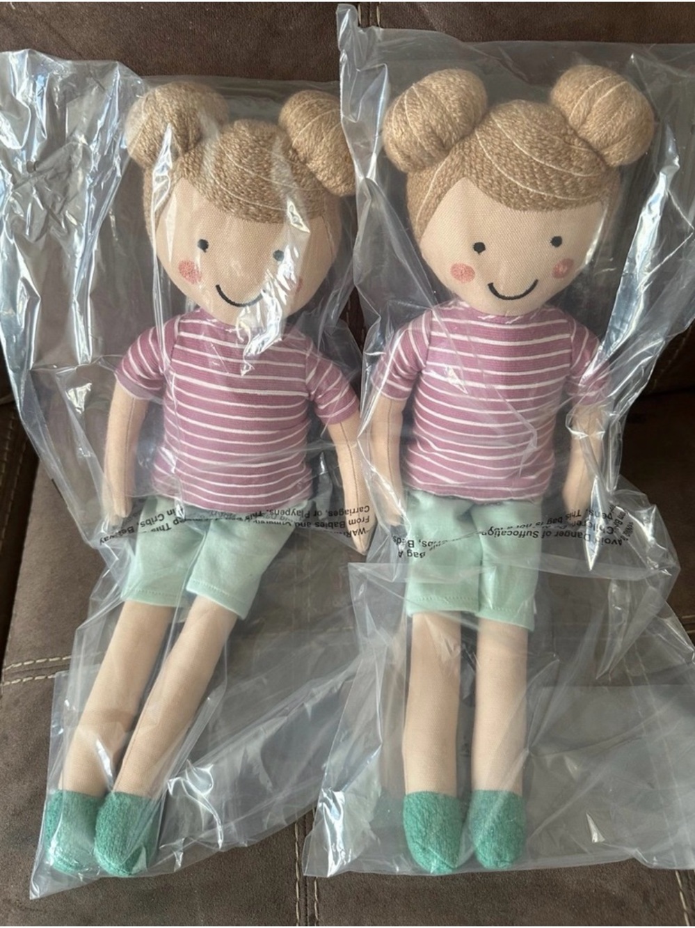 Plush Rag Doll in Pink Stripes and Mint Outfit - Kids Toy